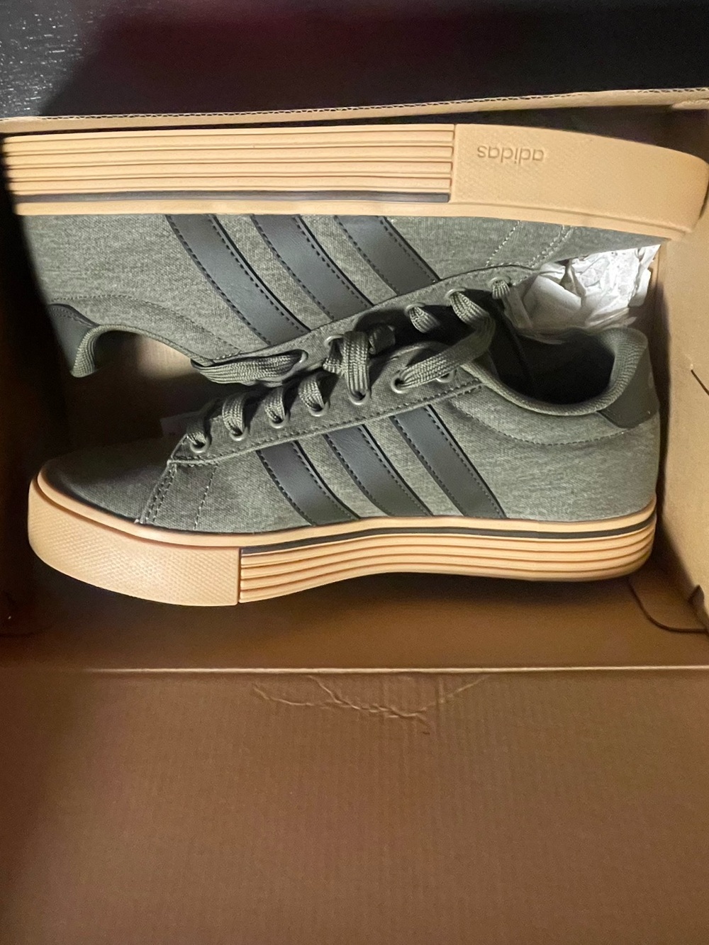 adidas Olive Green Suede Platform Sneakers with Gum Sole